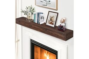 G GOOD GAIN Fireplace Mantel 60inch - Handmade Rustic Wood Mantel for Over Fireplace | Wall Mounted Floating Mantle Shelves for Living Room Decor(Chocolate, 60Lx5Hx8D)