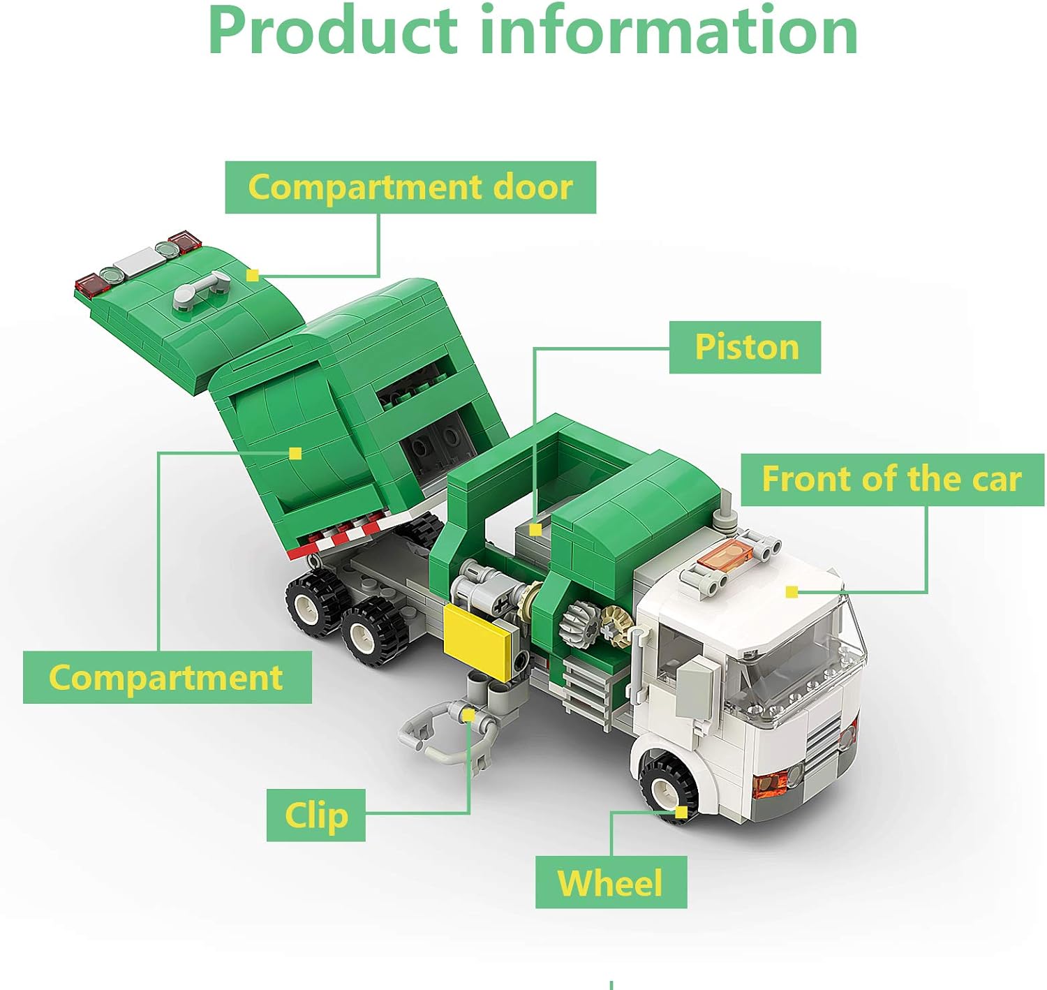 TENHORSES Garbage Truck Toys Building Kit - Garbage Truck Model Building with 3 Trash Cans + Recyclable System, Creative Building Bricks Toy for Boys, Vehicles Building Block Gift for Kids(379 Pcs): Toys & Games
