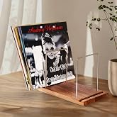 LiTY Solid Wood Vinyl Record Stand, Multi-Purpose Vinyl Record Holder &amp; Vinyl Holder, Record Storage with Now Playing Notch, Holds 50-75 LP Albums