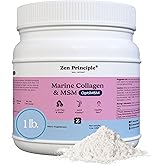 Zen Principle Hydrolyzed Marine Collagen Peptides Powder with OptiMSM® Supplement. Clinically Tested for Skin Support. Wild-Caught Fish, Non-GMO. Container 16 oz