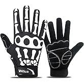 hisptgo Skeleton Cycling Gloves for Men & Women - Full Finger Riding Gloves with Non-Slip Palm, Edgy Skull Pattern for Motorcycle, Biking, Halloween Costume | Comfortable Black & White Design