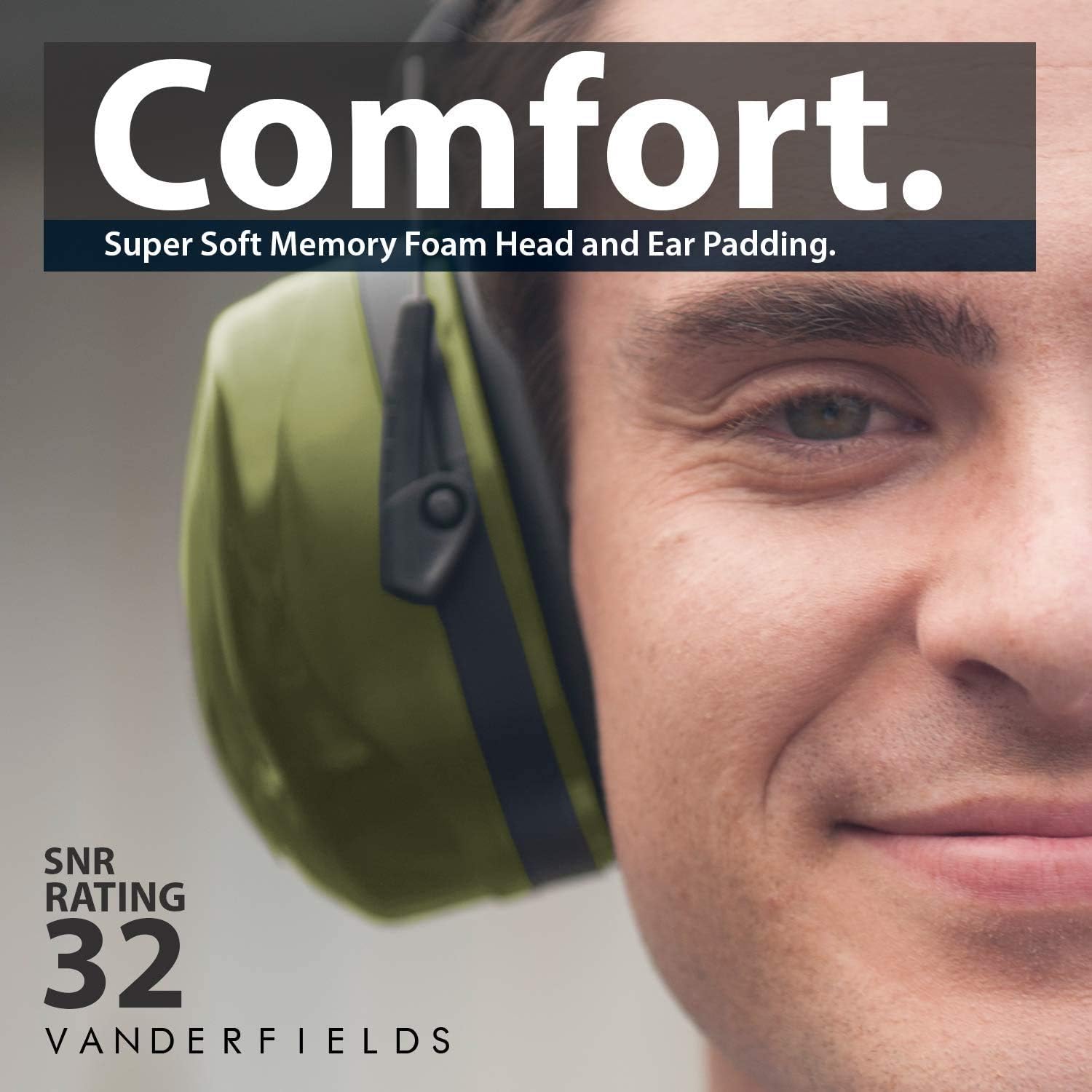 Ear Defenders Adult - Foldable Hearing Protection Ear Muffs Noise Cancelling - Perfect for DIYm Working, Shooting, Gardening - Adjustable Headband for Adults Men Women - 2 Years Warranty - Green - - 