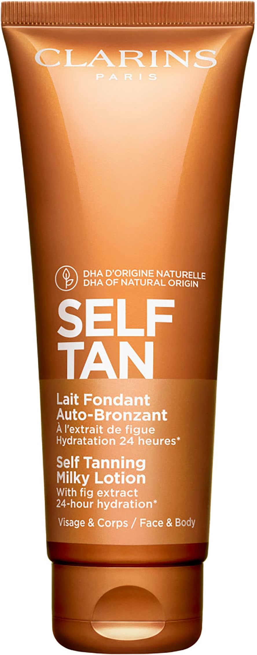 CLARINS Self Tanning Milky Lotion Face Body Natural Glow Hydrating Buildable Tan