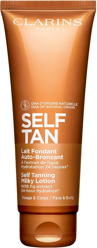 CLARINS Self Tanning Milky Lotion Face Body Natural Glow Hydrating Buildable Tan