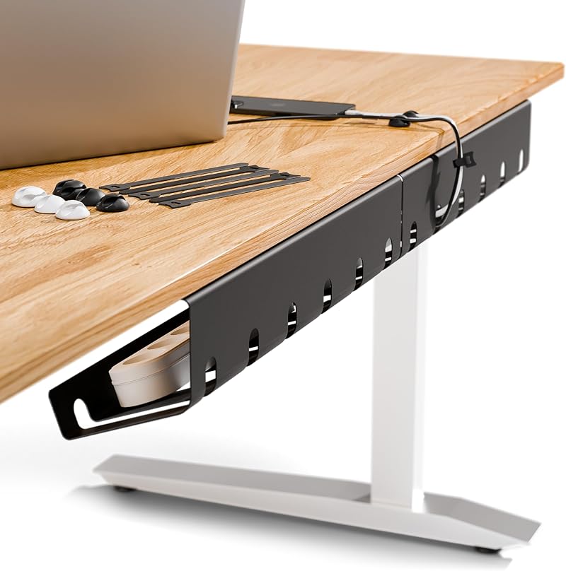 PAMO Cable Management Under Desk Tray Holder | Office Home Desk Organizer w/