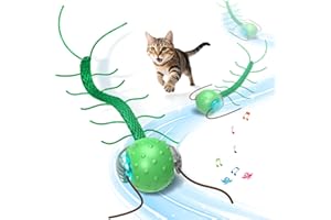 Giociv Interactive Cat Toys for Bored Cats, with Chirping, Centipede Motion Wake-up Super Motor Cat Ball on Rug