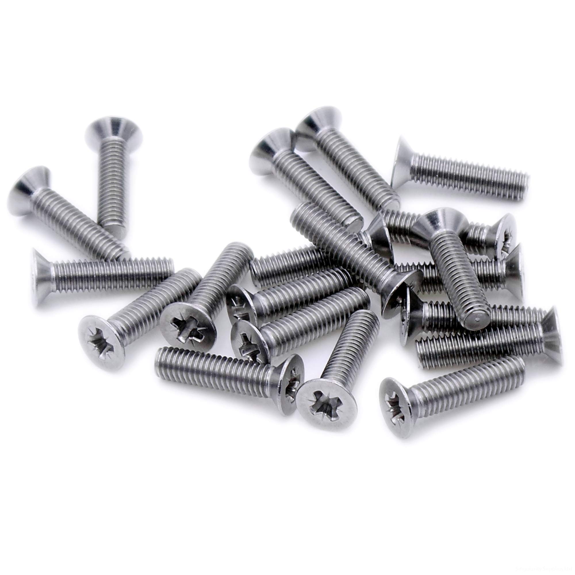 M6 (6mm x 20mm) Pozi Countersunk Machine Screw (Bolt) - Stainless Steel (A2) (Pack of 20)