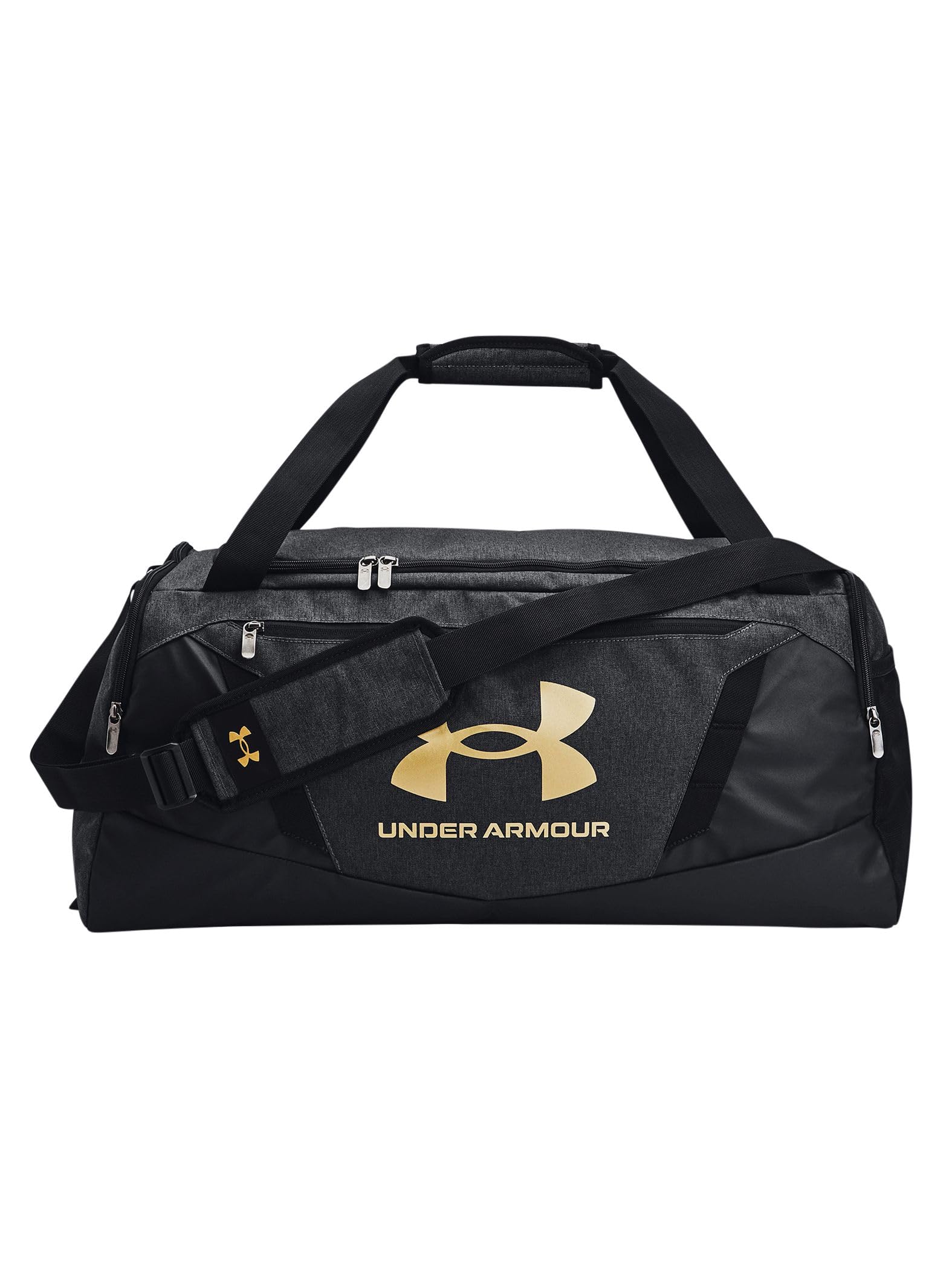 Photo 1 of Under Armour Unisex-Adult Undeniable 5.0 Duffle, Black Medium Heather (002)/Metallic Gold, Medium