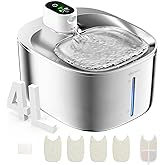 APD APETDOLA Wireless Cat Water Fountain Stainless Steel,135floz/4L Battery Operated Automatic Pet Fountain,Cordless Cat Water Dispenser Pet Drinking Water Fountain for Multicat Cats Dog Outdoor