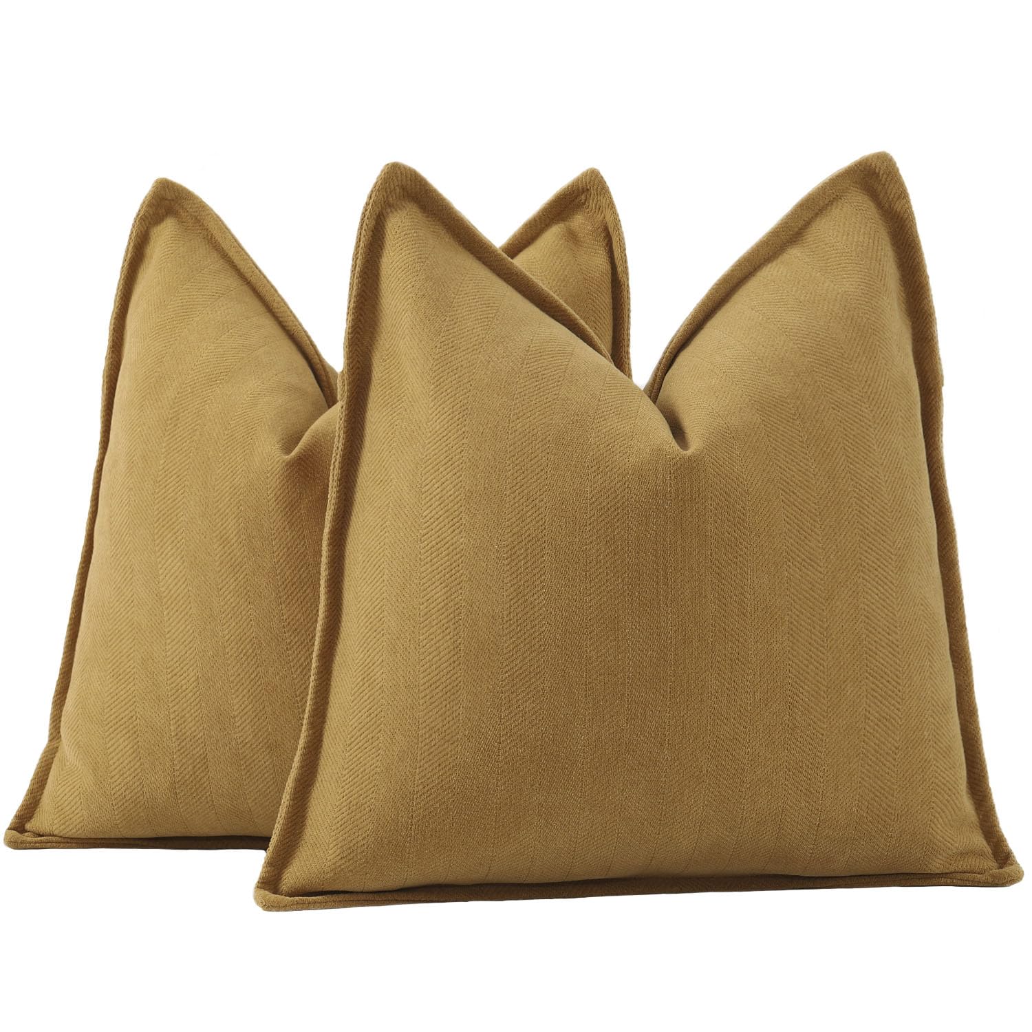 Madizz Textured Chenille Cushion Covers Set of 2 Super Soft Decorative Throw Pillow Covers Boho Pillowcases Modern Home Decor for Sofa Bedroom 22x22 inch, 55x55 cm, Mustard Yellow
