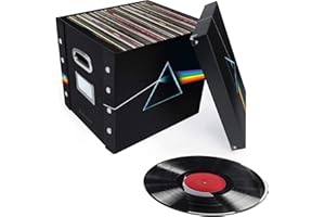 Snap-N-Store Vinyl Record Storage Box - Pack of 1-13.2 x 12.625 x 12.5 Inch LP Holder with Lid for 12-inch Records - Crate Holds up to 75 Vinyl Albums - Pink Album Design