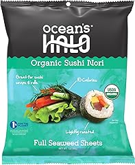 Ocean's Halo Organic Sushi Nori Full Seaweed Sheets, USDA Certified Organic, 1 oz