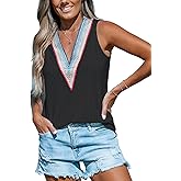CUPSHE Women Eyelet Tops V Neck Embroidered Jersey Tank Lace Cutout Blouses Tee Sleeveless Shirt Casual