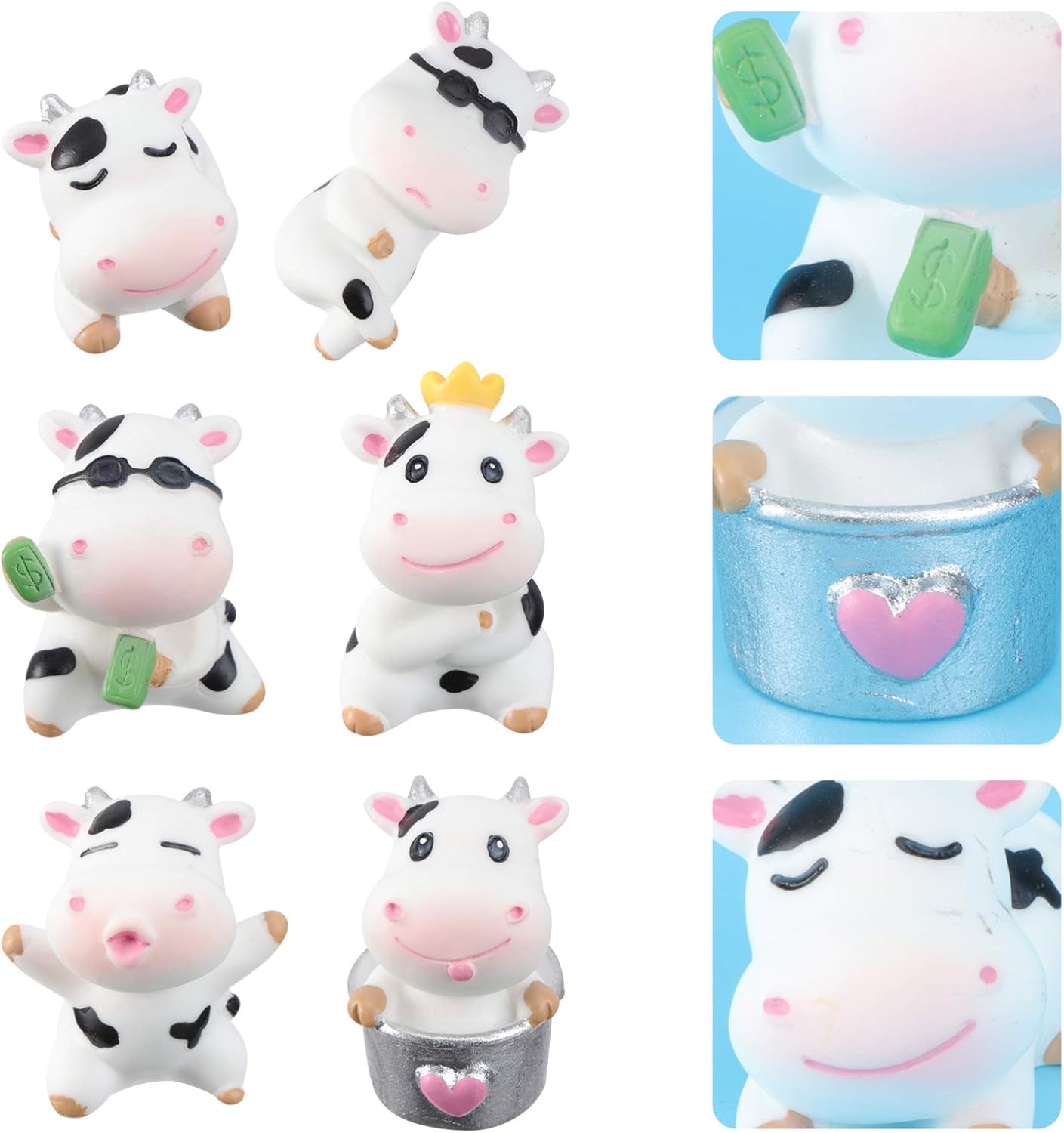 YARNOW 6pcs Miniature Cow Figurines Feng Shui Desk Decor 2021 Chinese Zodiac Ox Cow New Year Car Dashboard Decoration Wealth Lucky Figurine Chinese New Year Gift（Random Style): Kitchen & Dining