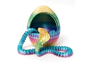 Flavery 3D Printed Snake with Egg - Gear Egg with Snake Inside, 24inch Flexible Snake, Cute Rotary Egg, 3D Printed Gift Toys, Figure Decoration, ADHD(Multicolored Rainbow)