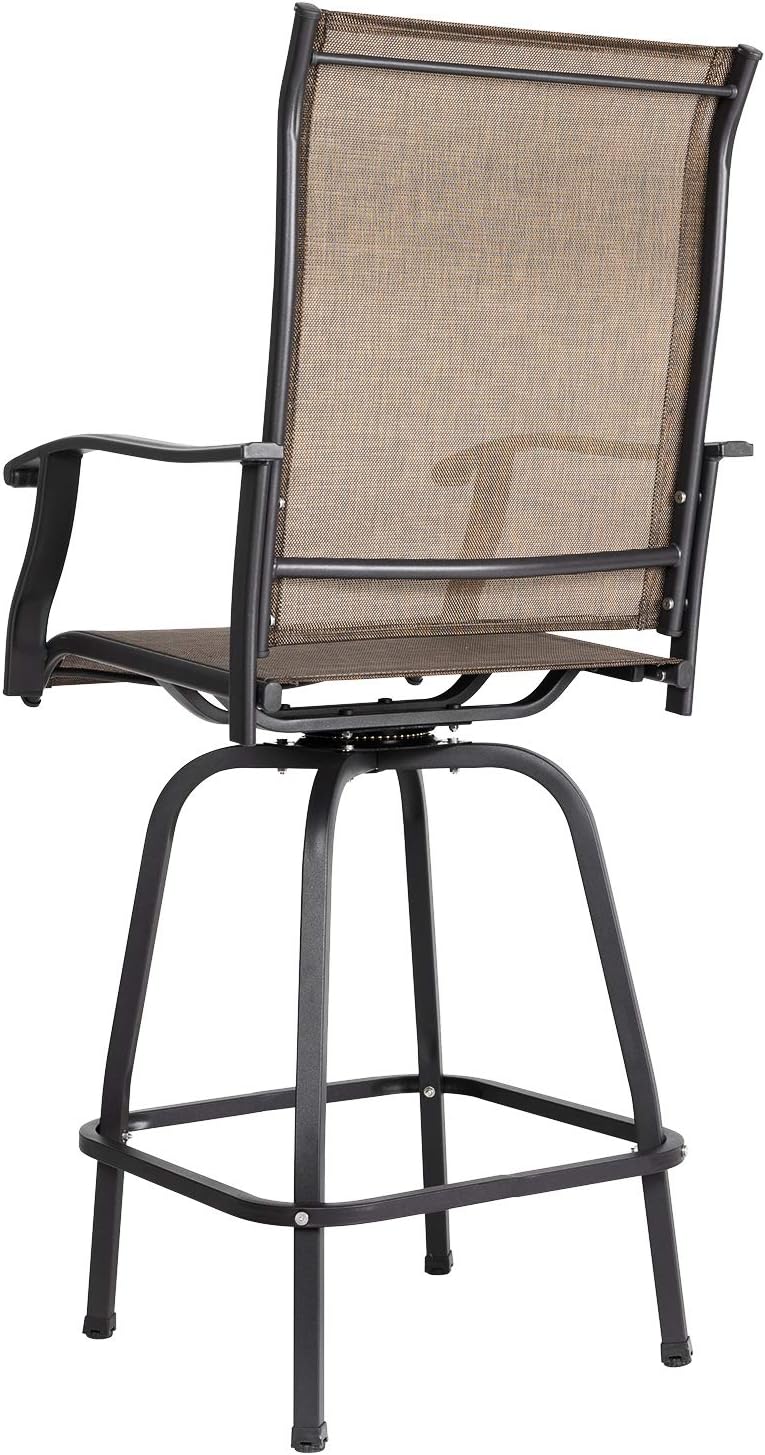 black patio bar stools on Patio Seating 2 Piece Swivel Patio Chairs Breathable Textilene Nuu Garden Outdoor Bar Stools Set Of 2 Wrought Iron Patio Furniture Set Black Brown Chairs