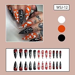 24 Pcs Stiletto Press on Nails Long Halloween