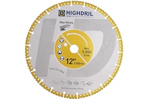 HIGHDRIL Diamond Metal Cutting Blade - 300mm/ 12inch Heavy Duty All-Purpose Cutting Disc for Rebar Sheet Metal Angle Iron Sta