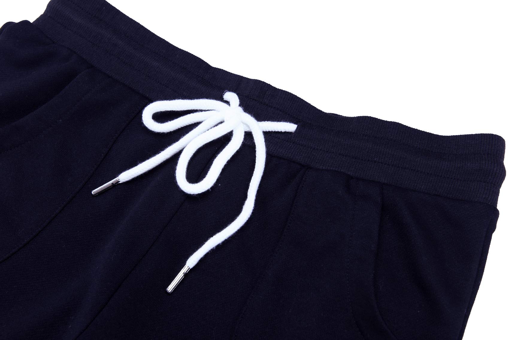 SPECIALMAGIC Women\'s Cotton Jersey Cropped Jogger Sweatpants with Drawstring and Pockets Navy S