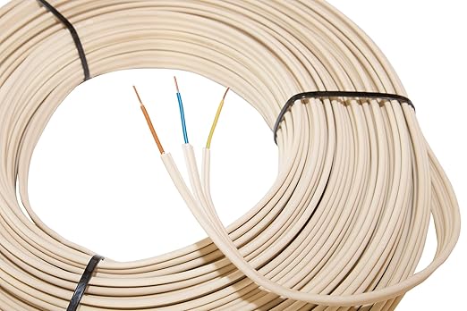 Gummi-Stegleitung NYIF-J 3x1,5mm² Kabel | 50m Ring, 3 adriges Installationskabel nach DIN VDE 0250-201 - im Karton verpackt