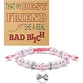 Gevody Funny Friendship Gifts for Best Friend Beaded Bracelets Funny Friend Gifts for Woman Bestie Sister Bead Bracelet Birthday Christmas Graduation Present for Her Sister Bestie Bff Stretch Jewelry