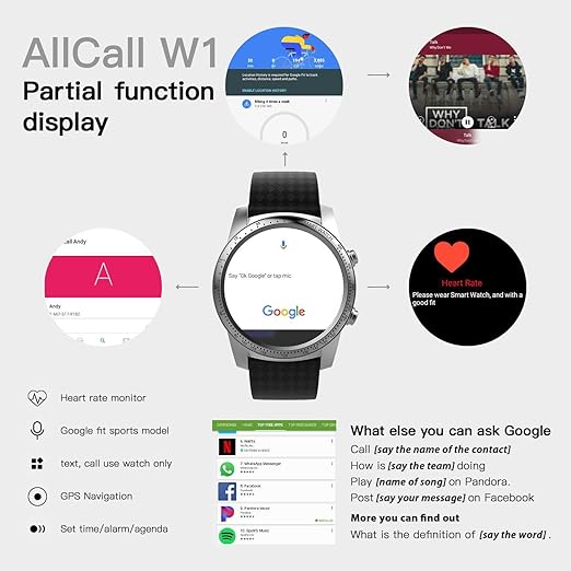 Smartwatch AllCall W1 Monitor de ritmo cardíaco, aplicación ...