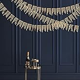 40Ft Champagne Gold Tassel Banner Bunting Double Sided Metallic Paper Garland Streamer for Birthday Engagement Bachelorette Wedding Bridal Shower Baby Shower Anniversary Hen Party Decorations Supplies