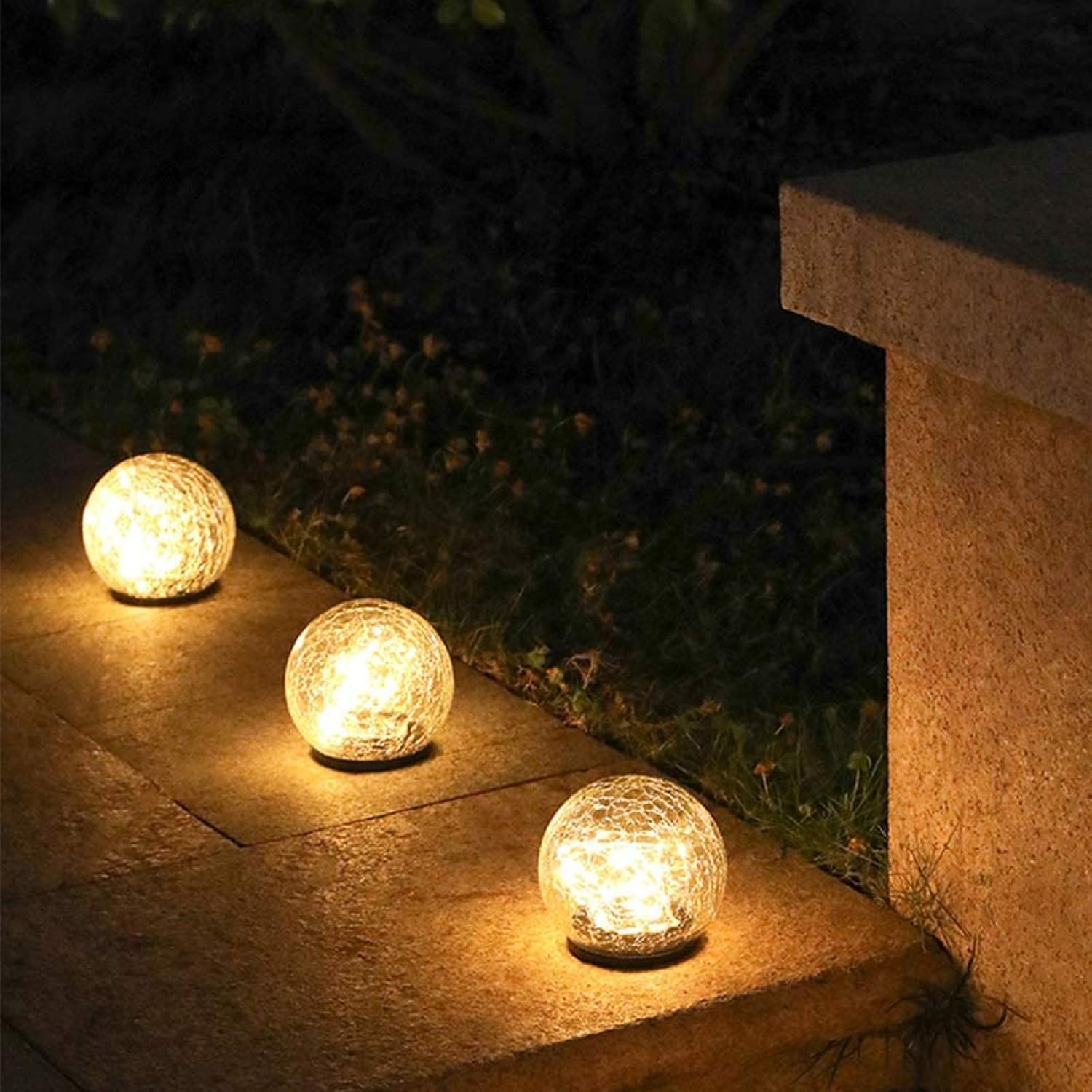 Solar Crackle Glass Ball Ground Lights,Solar Power Pathway Lights