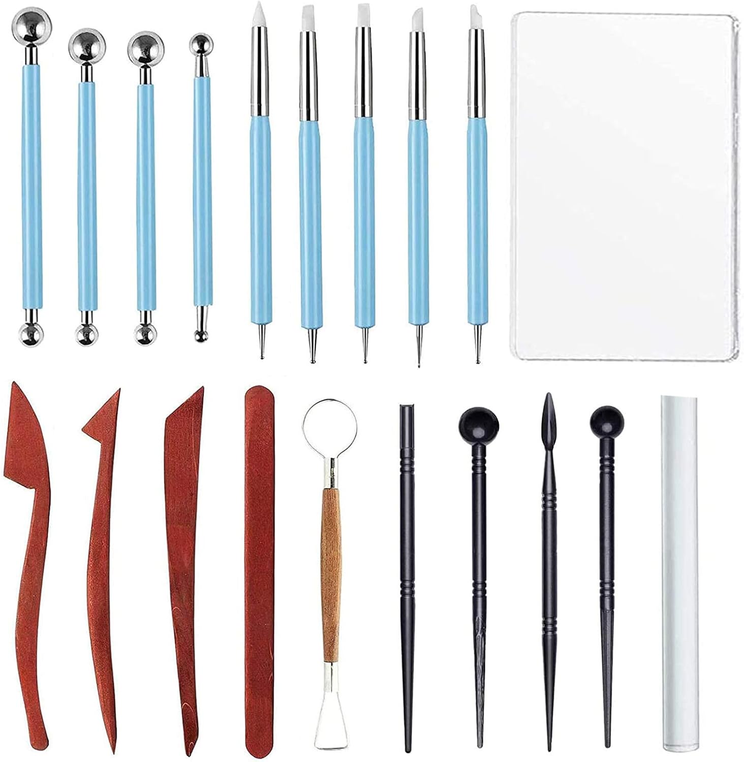 VieVogue Polymer-Ton-Werkzeuge, Keramik-Werkzeuge, Modellierset, Wachs-Werkzeuge zum Formen, Prägen, Modellieren, für Ton, Seife, Modellieren in Schulen und zu Hause, sicher für Kinder, 20 Stück