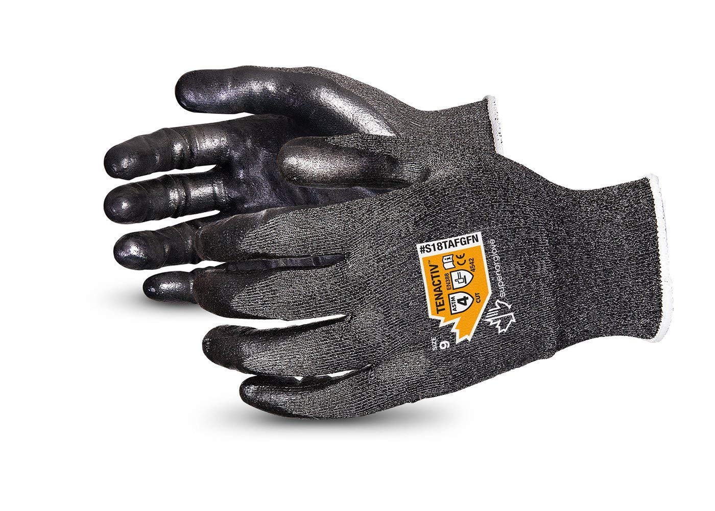 TENACTIV COMPOSITE FILAMENT FIBRE LEVEL-5 CUT-RESISTANT KNIT GLOVE WITH FOAM NITRILE PALMS BLACK 11