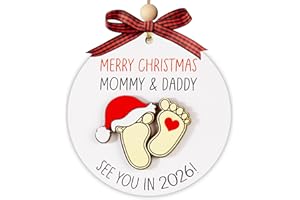 KATINAT Baby First Christmas Ornament 2025, Expecting Baby Ornament 2026, New Mommy & Daddy Gift, Gifts for Expecting Parents Mom to be, New Baby Ornaments, Pregnancy Ornament for Mommy & Daddy to be