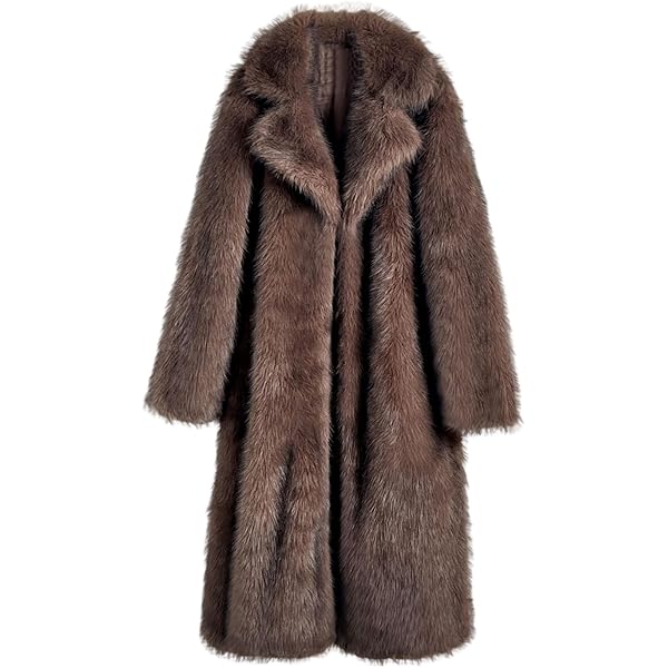 Gsywaipei Men's Faux Fur Long Jacket Warm Fur Collar Male