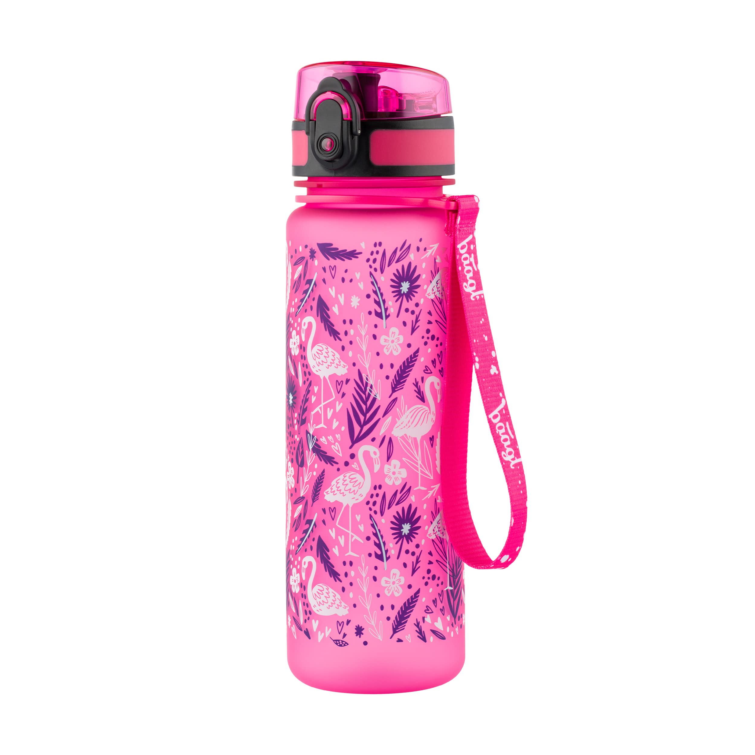 Baagl Tritan Water Bottle, Leakproof One Click Flip Lid 500ml Drink Bottle, Reusable with Scale, Daily Drinking Bottle with Strap for Kids, Children, School, Sport