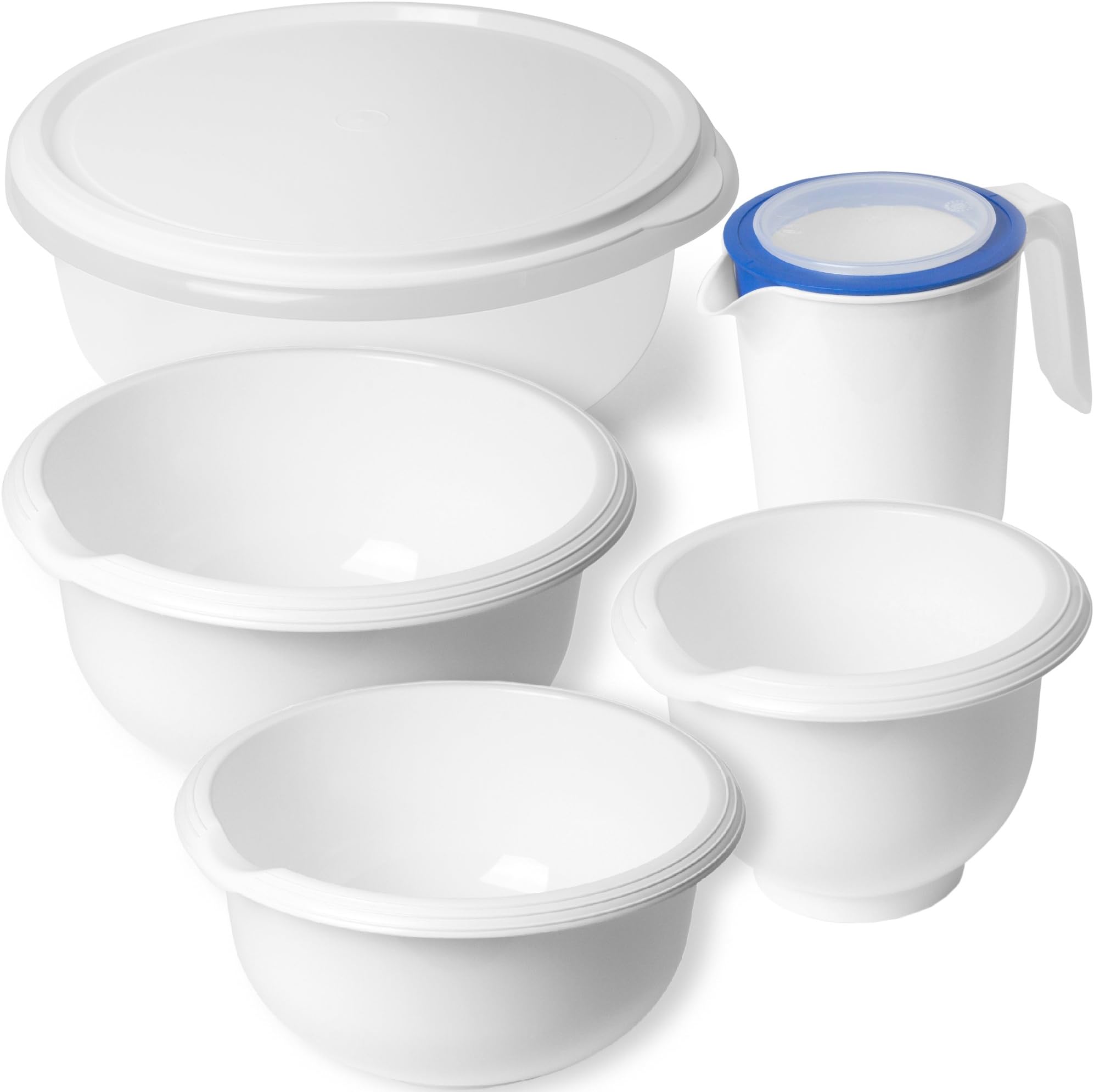 Hausfelder plastic mixing bowl set, dishwasher safe, large and deep., Plastic, 7-teiliges Schüssel Set