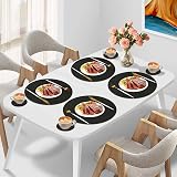 Homcomodar Round Placemats and Coasters Set of 6 Black Braided Woven view 6