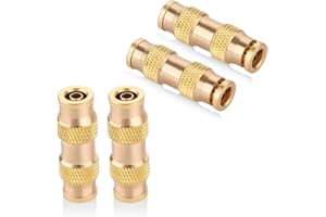 HASAOMOI 1/4" Air Brake Line Fitting, (One-quarter of an inch) DOT Brass Push in Fitting, Push to Connect Union Fittings Air Brake Union 1/4" Tube OD for Trucks Trailers andIndustrial Use (4 Pack)