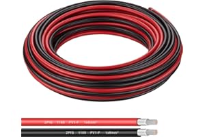Shirbly 10AWG (6mm²) Tinned Copper PV Extension Cable - Solar Panel Connection Wire for Outdoor RV Marine Automotive Boat (50FT Black + Red Pair)