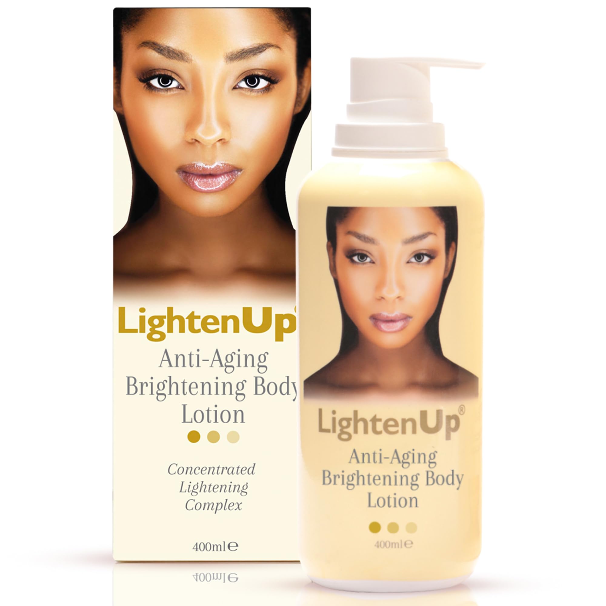 Lightenup Anti-Aging, Skin Brightening Body Lotion | 13.5 Fl Oz / 400 ml | Moisturizing Cream for Elbows, Armpit, Private Areas, Feet | with Argan Oil, Shea Butter & Alpha Arbutin
