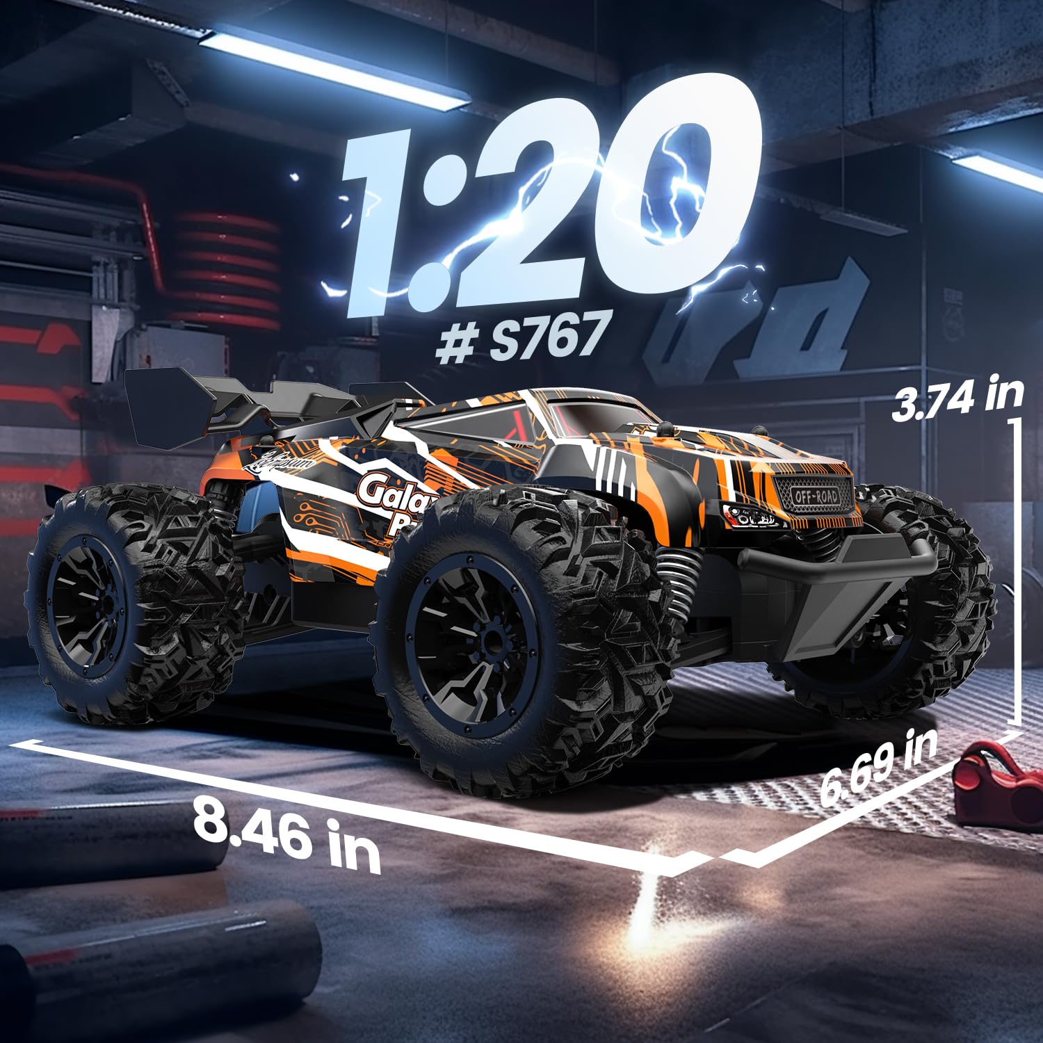 DEERC Ferngesteuertes Auto, 2.4Ghz Leuchtende RC Autos mit 2 wiederaufladbaren Batterien für 40 Minuten Spielzeit, All Terrain Off-Road Monster Truck Spielzeug für Jungen Kinder ab 8 Jahren 6