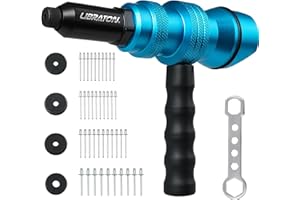 LIBRATON Rivet Gun Adapter, Rivet Gun Adapter for Electric Drill, Rivet Drill Attachment, for Cordless Electric Power Drill, with Handle, Easy Processing for Pop Rivets, 3/32" 1/8" 5/32" 3/16"