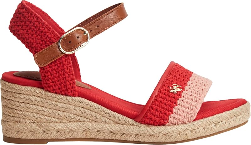 Femmes Th Mid Espad Wedge Crochet FW0FW09516 Sandales à Talons, Rouge, 3.5