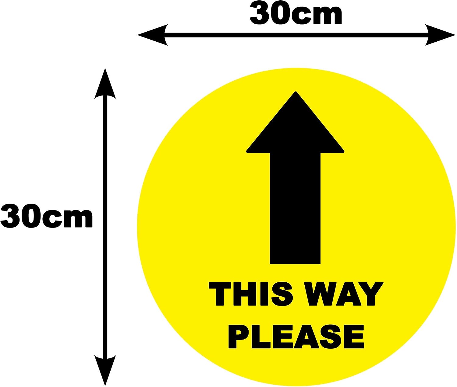 4 x this way please, social distancing landscape floor safety sign self adhesive vinyl weather proof label sticker - Image 3