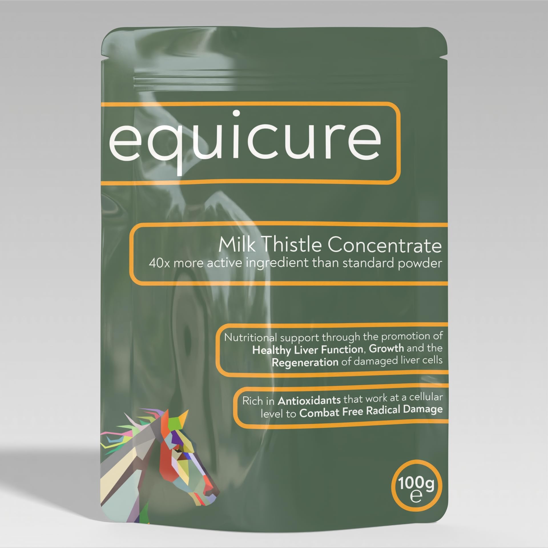 Equicure Milk Thistle 40x Concentrate - Liver Support and Detoxification For Horse/Pony (100g Refill)