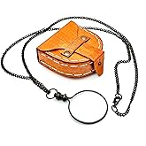 Monocle Pocket Monocle Brass Magnifying Glass Vintage magnifiers Retro Steampunk Magnifier with Leather Box Loupe Magnifier Reading Art Craft Gift Collectible Keepsake Stock Filler