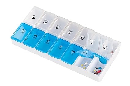Schramm® 7 Tage Tablettenbox 2 Kammern/Tag Nicht teilbar Pillen Tabletten Box Schachtel Tablettendose Pillendose Pillenbox Ta