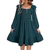 DOKOTOO KIDS Girls Dresses with Tiered Ruffle Long Sleeve and Side Pockets, Smocked Fall Spring Dress for 6-13 Years