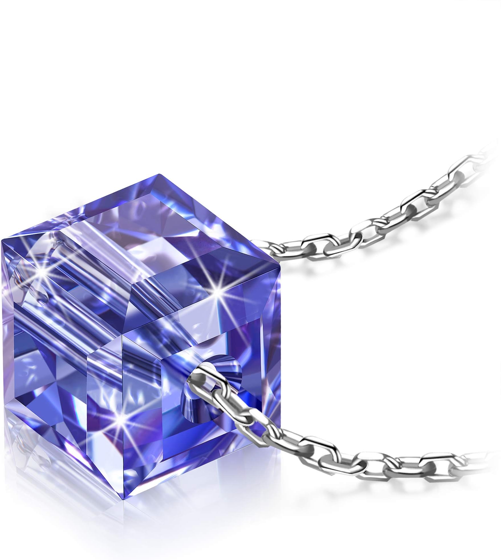 Alex Perry Necklace for Women, Cube Pendant Necklaces Valentines Day Gifts for her, Crystal Personalised Jewellery, 925 Sterling Silver, Crystals from Austria, Birthday Gifts for Girlfriend Girls Mom