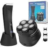 SUNNOW Body Hair Trimmer &amp; Head Shavers, Travel Lock for Bald Men/Bikini | Ball pubic hair trimmer, head electric shavers razor kit, ball body groomer. Wet and dry use. Fast charge and LED display