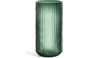 Muyan 7.5" Flower Vase for Decor Ribbed Glass Vase Modern for Centerpieces Desktop Home Office Dining Living Room Wedding (Green)
