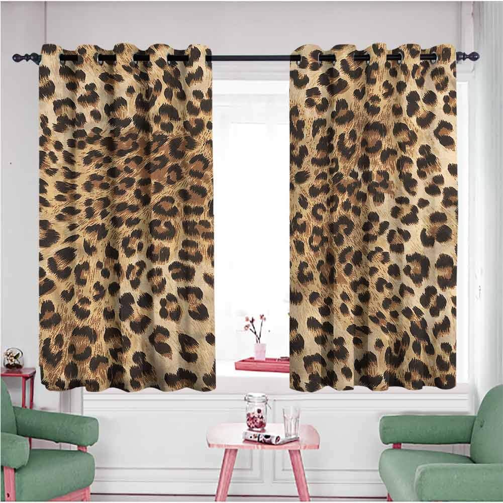 Jktown Curtains for living room Leopard Print Wild Animal Skin,Grommet